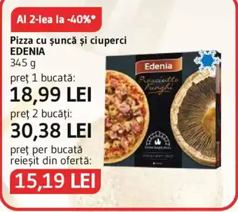 Edenia pizza cu șuncă și ciuperci