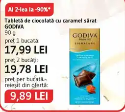 Supeco Godiva tabletă de ciocolată cu caramel sărat Ofertă