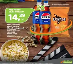 La Doi Pasi Pepsi /mirinda mountain dew Bautura carbogazoasa + Doritos Tortilla Chips Ofertă