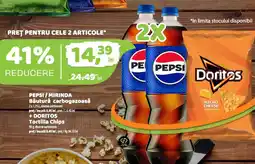 La Doi Pasi Pepsi / mirinda bautura carbogazoasa + Doritos Tortilla chips Ofertă