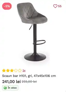Favi Scaun bar H101, gri Ofertă