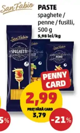 Penny San Fabio paste spaghete / penne / fusilli Ofertă