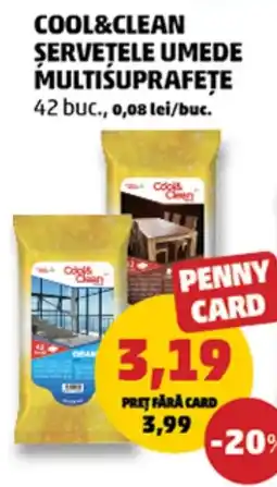 Penny Cool&clean șervețele umede multi suprafețe Ofertă