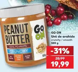 Kaufland GO ON Unt de arahide crunchy / smooth 500 g Ofertă