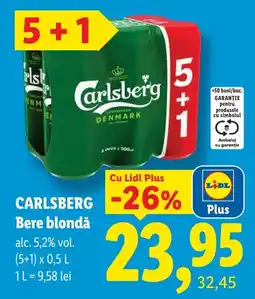 Lidl Carlsberg Bere blondă Ofertă