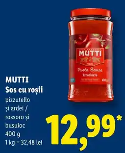 Lidl Mutti sos cu roșii pizzutello și ardei / rossoro și busuioc Ofertă