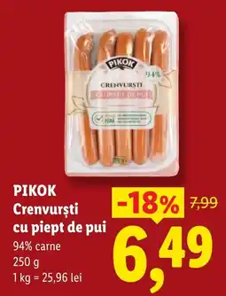 Lidl Pikok crenvurști cu piept de pui Ofertă