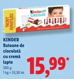 Lidl Kinder Batoane de ciocolata cu cremă lapte Ofertă