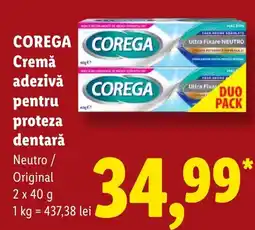Lidl Corega cremă adezivă pentru proteza dentară Ofertă