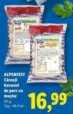 Lidl ALPENFEST Cârnați bavarezi de porc cu muștar Ofertă
