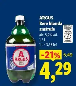 Lidl ARGUS Bere blondă amăruie Ofertă
