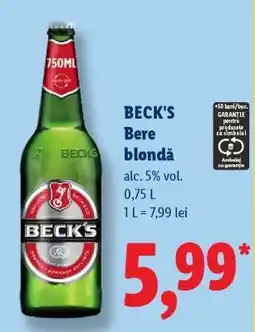 Lidl BECK‘S Bere blondă Ofertă