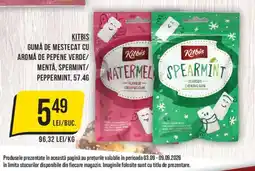 Mega Image Kitbis gumă de mestecat cu aromă de pepene verde/ mentă, spermint Ofertă