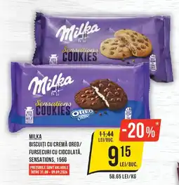 Mega Image Milka biscuiti cu cremă oreo/fursecuri cu ciocolată, sensations Ofertă