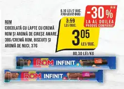 Mega Image Rom ciocolata cu lapte cu cremă rom și aromă de cireșe amare Ofertă