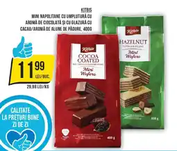 Mega Image Kitbis mini napolitane cu umplutură cu aromă de ciocolată și cu glazură cu cacao Ofertă