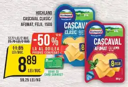 Mega Image Hochland cascaval clasic afumat felii Ofertă