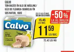 Mega Image Calvo ton bucăți în ulei de măsline/ulei de floarea-soarelui/în sos natur Ofertă