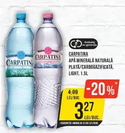 Mega Image Carpatina apă minerală naturală plată/carbogazificată, light Ofertă