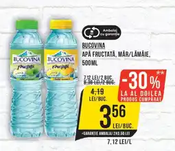 Mega Image Bucovina apă fructată, măr/lămâie Ofertă