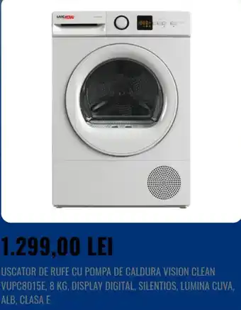 Vision clean uscator de rufe cu pompa de caldura vupc8015e