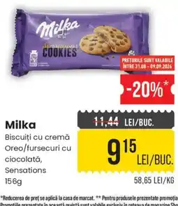 Mega Image Milka biscuiți cu cremă Oreo/fursecuri cu ciocolată, Sensations Ofertă