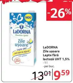 Selgros LaDORNA Zile ușoare Lapte fără lactoză UHT 1,5% Ofertă