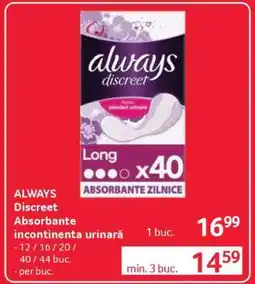 Selgros ALWAYS Discreet Absorbante incontinenta urinară Ofertă
