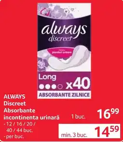 Selgros Always discreet absorbante zilnice Ofertă
