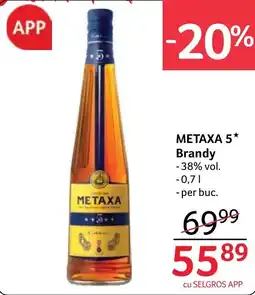 Selgros Metaxa 5* Brandy Ofertă