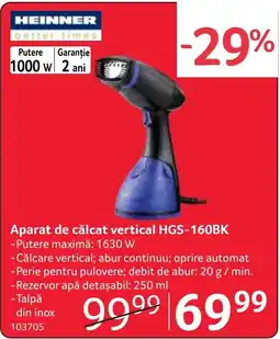 Selgros Heinner aparat de călcat vertical HGS-160BK Ofertă