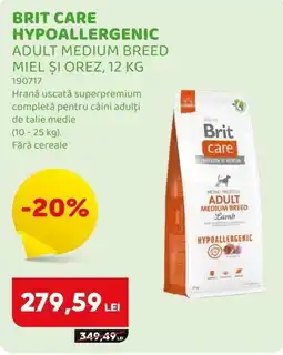Animax Brit care hypoallergenic adult medium breed miel și orez Ofertă