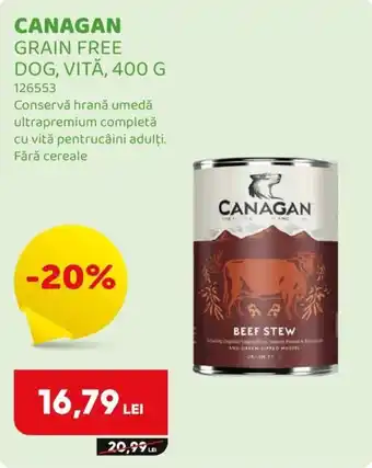 Canagan grain free dog vită