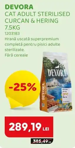 Animax Devora cat adult sterilised curcan & hering Ofertă