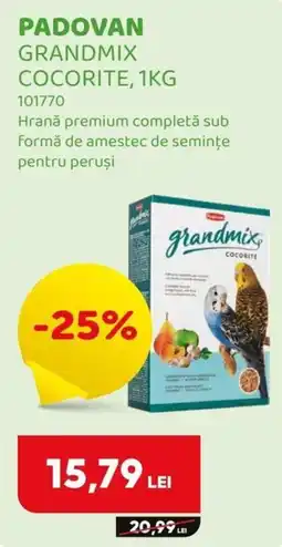 Animax Padovan grandmix cocorite Ofertă
