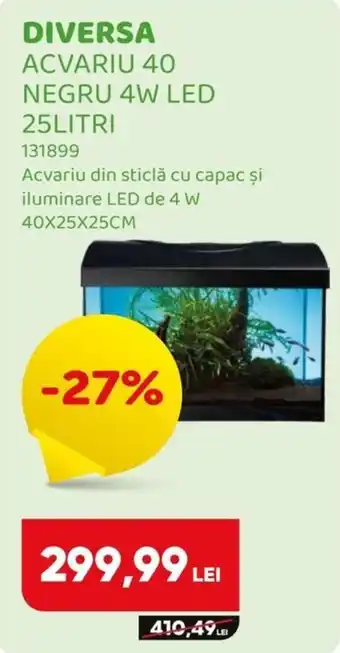 Diversa acvariu 40 negru 4w led