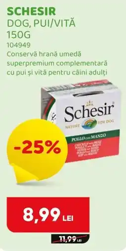 Animax Schesir dog, pui/vită Ofertă