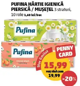 Penny Pufina hârtie igienică piersică / muștețel 3 straturi Ofertă