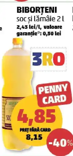 Penny BIBORȚENI soc și lămâie 2 l Ofertă