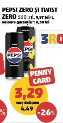 Penny Pepsi Zero și Twist Zero 330 ml Ofertă