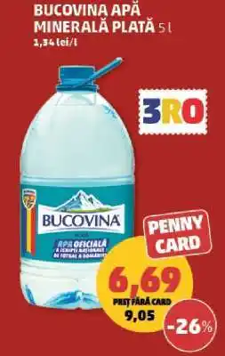 Penny BUCOVINA APĂ MINERALĂ PLATĂ 5 l Ofertă