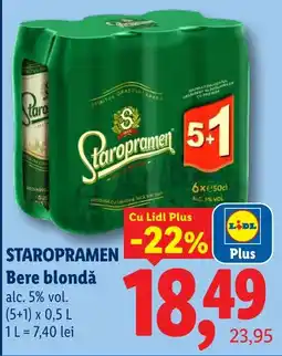 Lidl Staropramen Bere blondă Ofertă
