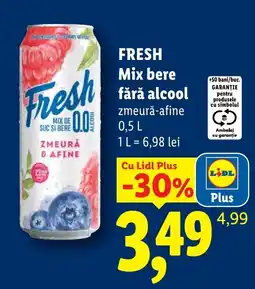 Lidl Fresh mix bere fără alcool zmeură-afine Ofertă
