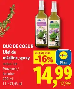 Lidl Duc de coeur ulei de măsline, spray Ofertă