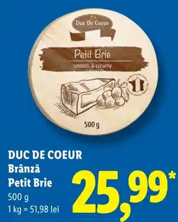Lidl Duc De Coeur Brânză Petit Brie Ofertă