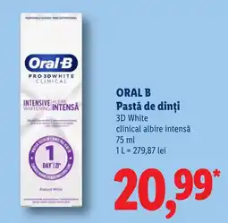 Lidl Oral B pastă de dinți 3d white clinical albire intensă Ofertă