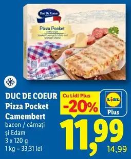 Lidl Duc De Coeur Pizza Pocket Camembert bacon / cârnați și Edam Ofertă