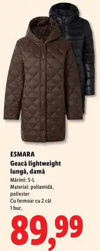 Lidl Esmara geacă lightweight lungă, damă Ofertă