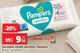 Carrefour Șervețele umede sensitive, Pampers Ofertă