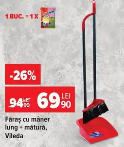 Carrefour Vileda fără cu mâner lung + mătură Ofertă